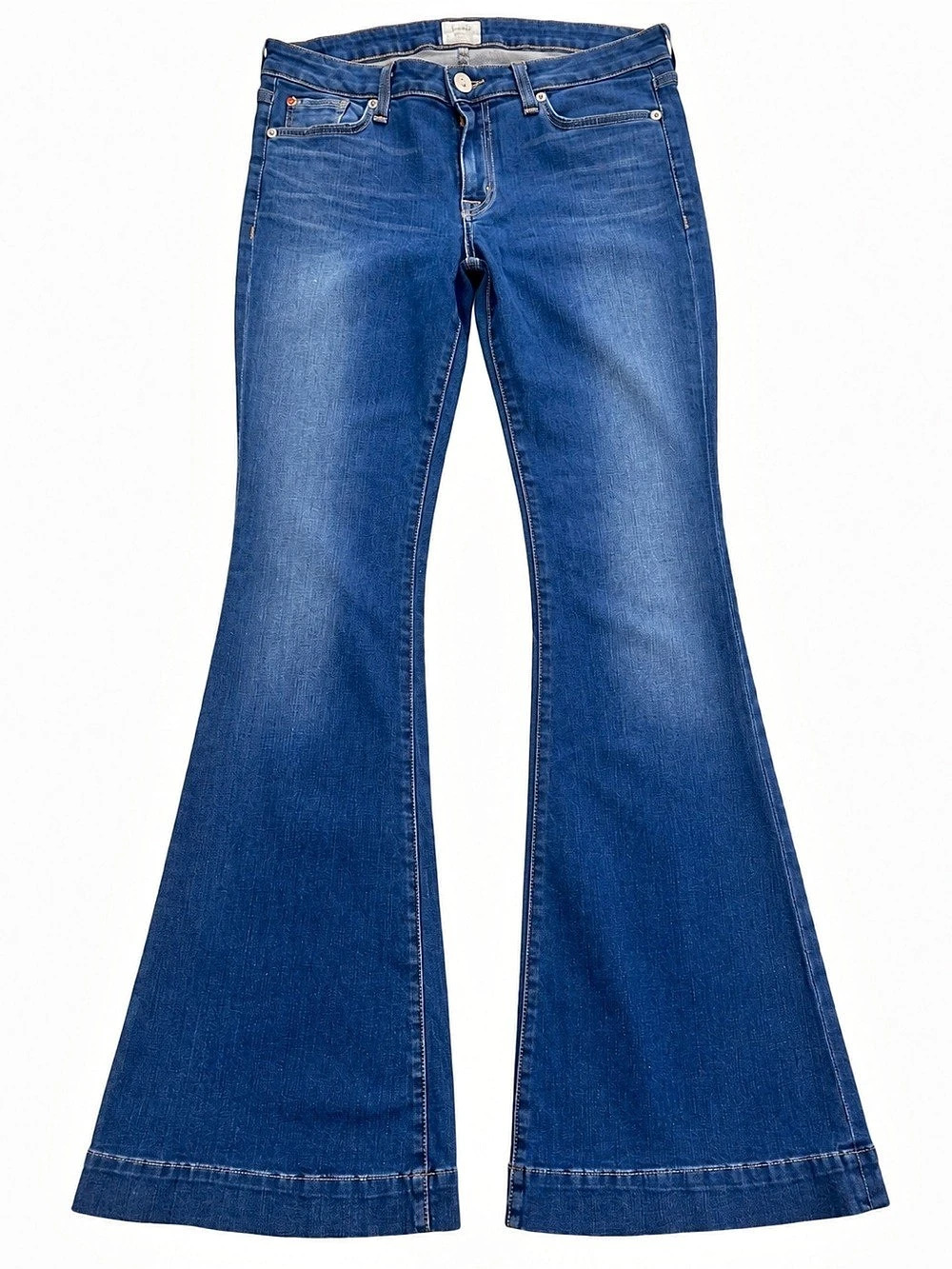 Hudson Ferris Flap Flare Jeans Low Rise Y2K Dark Wash Bell Bottom 30